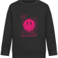 Distorted Pink Smiley Design - Comfort Kids Sweater_BLACK_front