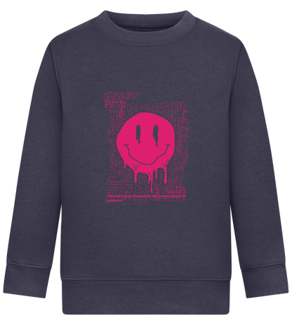 Distorted Pink Smiley Design - Comfort Kids Sweater_FRENCH NAVY_front