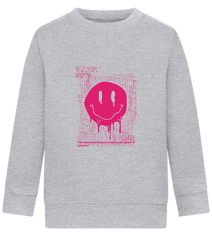 Distorted Pink Smiley Design - Comfort Kids Sweater_ORION GREY II_front