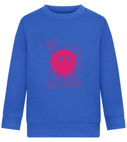 Distorted Pink Smiley Design - Comfort Kids Sweater_ROYAL_front