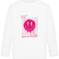 Distorted Pink Smiley Design - Comfort Kids Sweater_WHITE_front