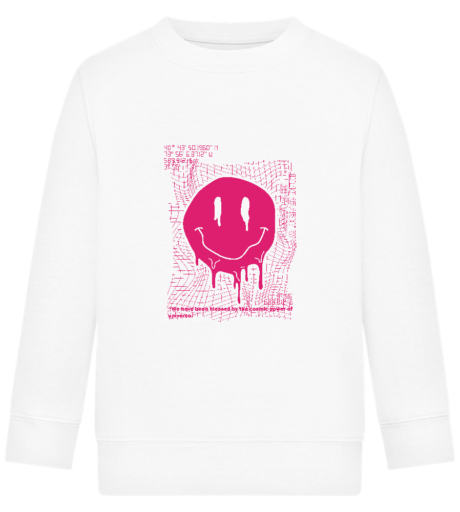 Distorted Pink Smiley Design - Comfort Kids Sweater_WHITE_front