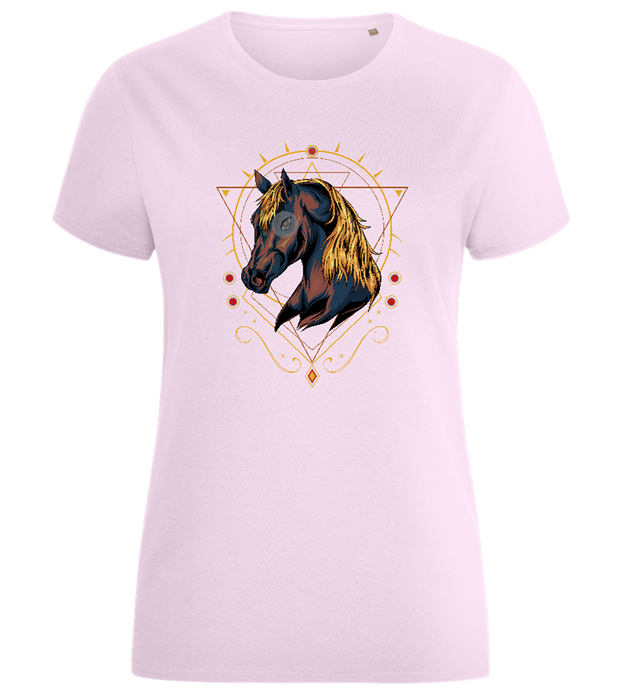 Horse with Lines Design - Comfort women's fitted t-shirt_LIGHT PINK_front