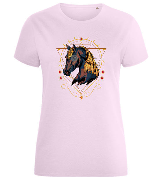 Horse with Lines Design - Comfort women's fitted t-shirt_LIGHT PINK_front