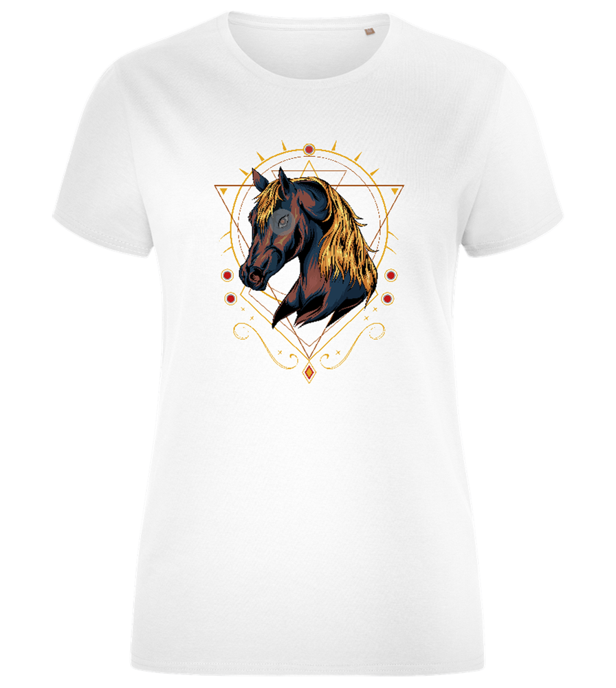 Horse with Lines Design - Comfort women's fitted t-shirt_WHITE_front