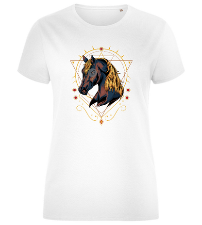 Horse with Lines Design - Comfort women's fitted t-shirt_WHITE_front