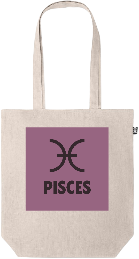 Zodiac Pisces Design - Premium colored organic hemp tote bag_BEIGE_front