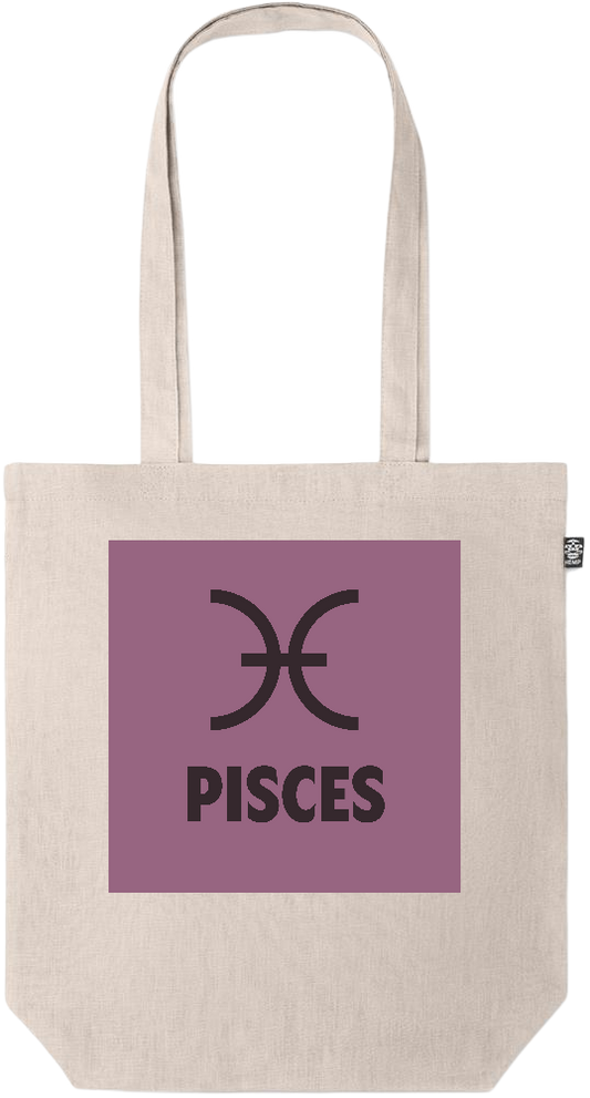 Zodiac Pisces Design - Premium colored organic hemp tote bag_BEIGE_front