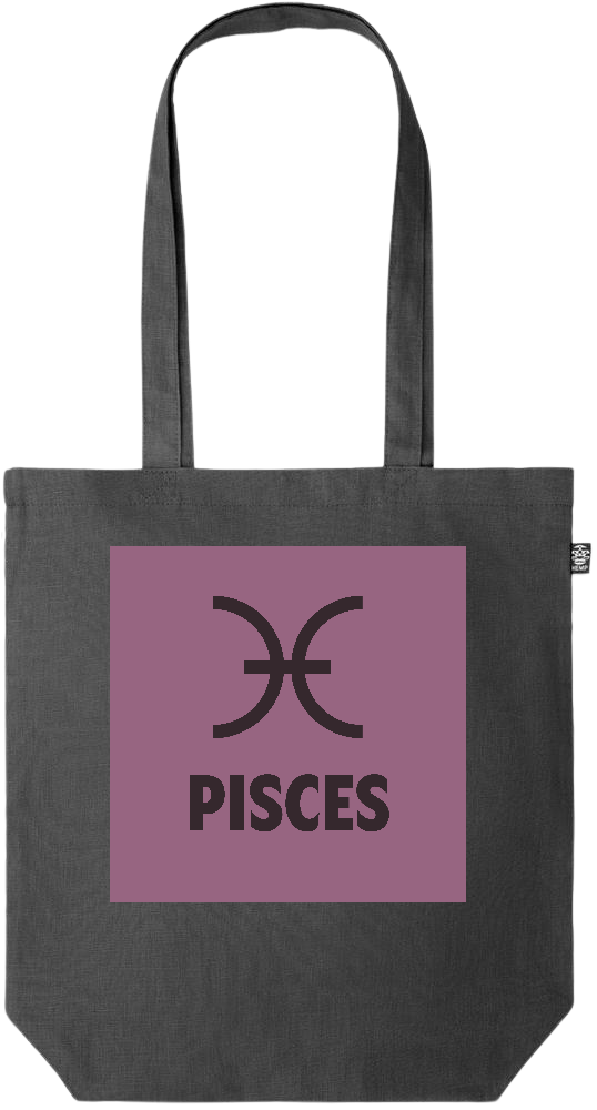 Zodiac Pisces Design - Premium colored organic hemp tote bag_BLACK_front