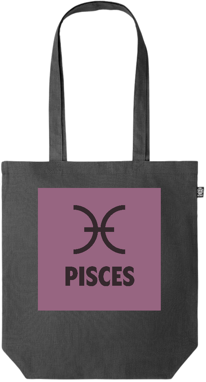 Zodiac Pisces Design - Premium colored organic hemp tote bag_BLACK_front