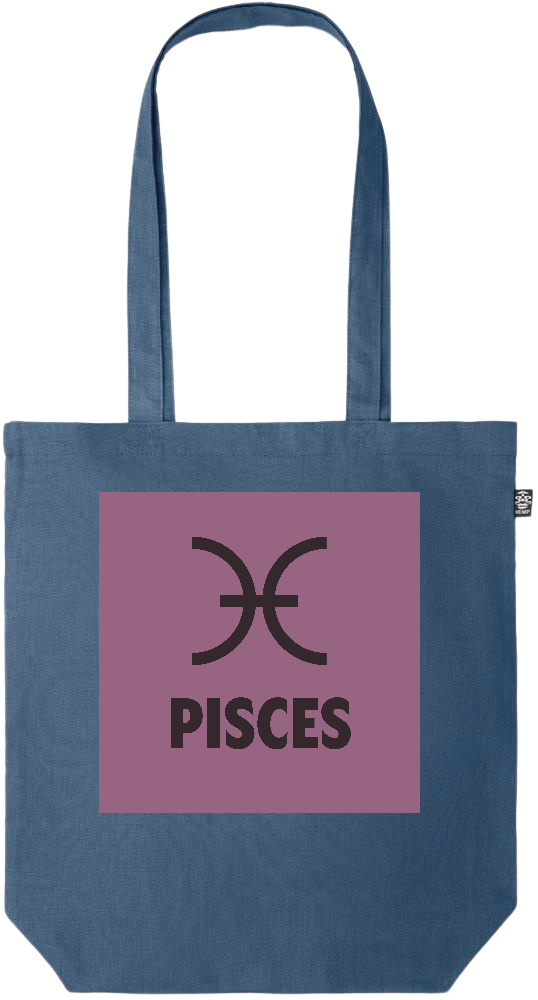 Zodiac Pisces Design - Premium colored organic hemp tote bag_BLUE_front