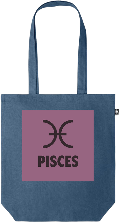 Zodiac Pisces Design - Premium colored organic hemp tote bag_BLUE_front