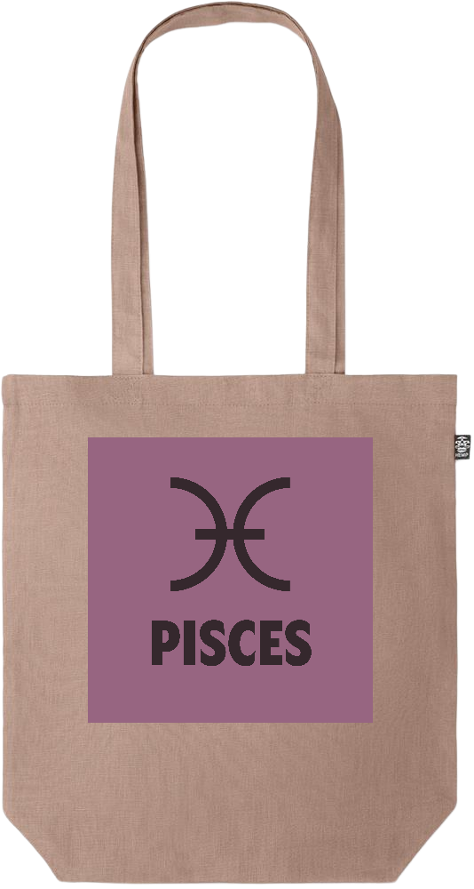 Zodiac Pisces Design - Premium colored organic hemp tote bag_BROWN_front