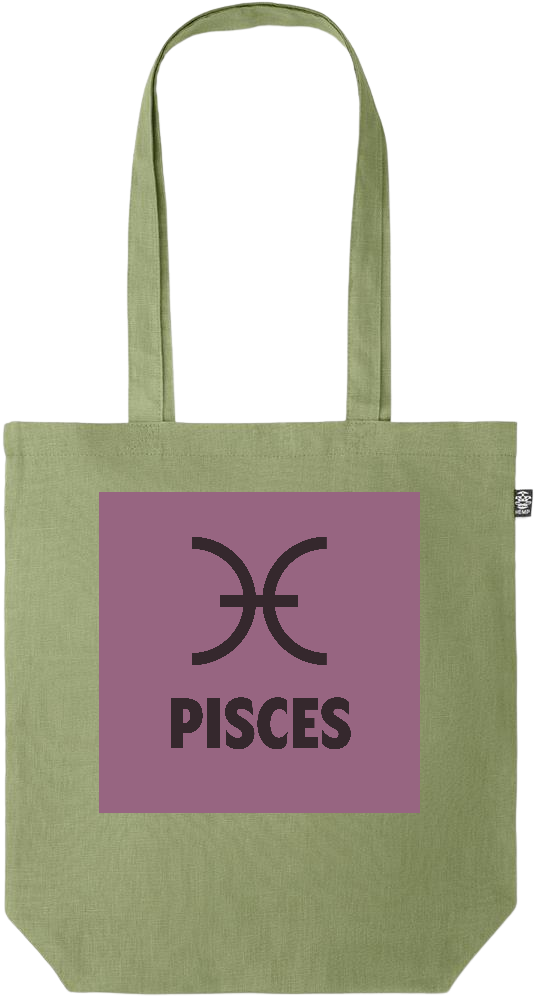 Zodiac Pisces Design - Premium colored organic hemp tote bag_GREEN_front