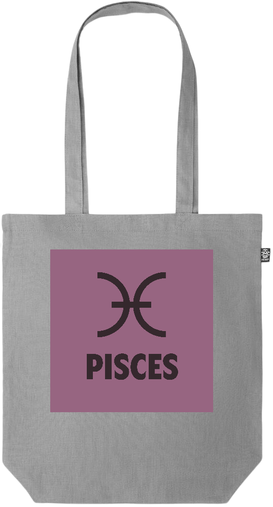 Zodiac Pisces Design - Premium colored organic hemp tote bag_GREY_front