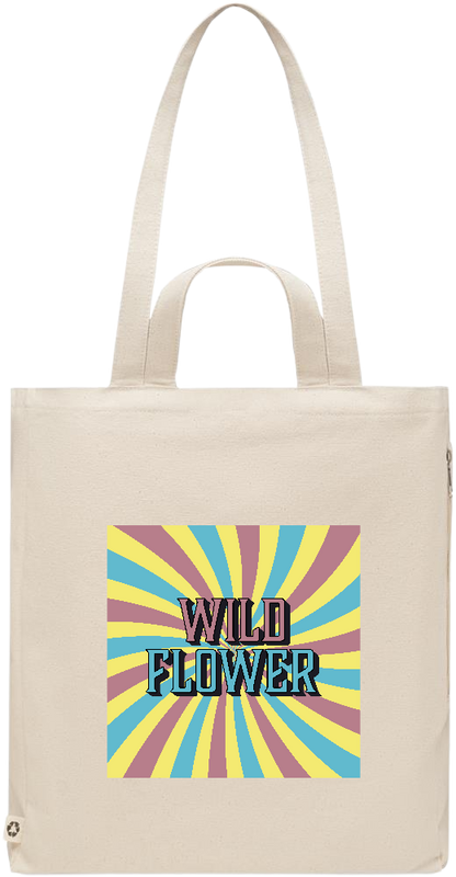 Wild Flower Design - Premium recycled polycotton beach bag_BEIGE_front