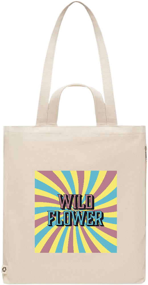 Wild Flower Design - Premium recycled polycotton beach bag_BEIGE_front