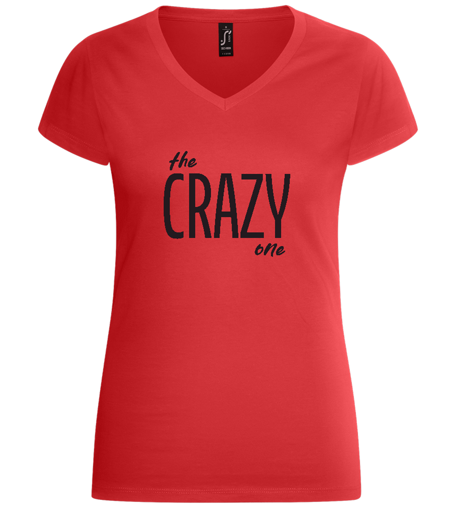 The Crazy One Design - Basic women's v-neck t-shirt_RED_front