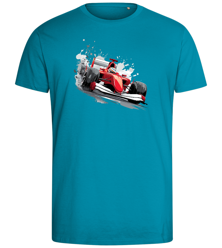 Red F1 Design - Comfort men's fitted t-shirt_TURQUOISE_front