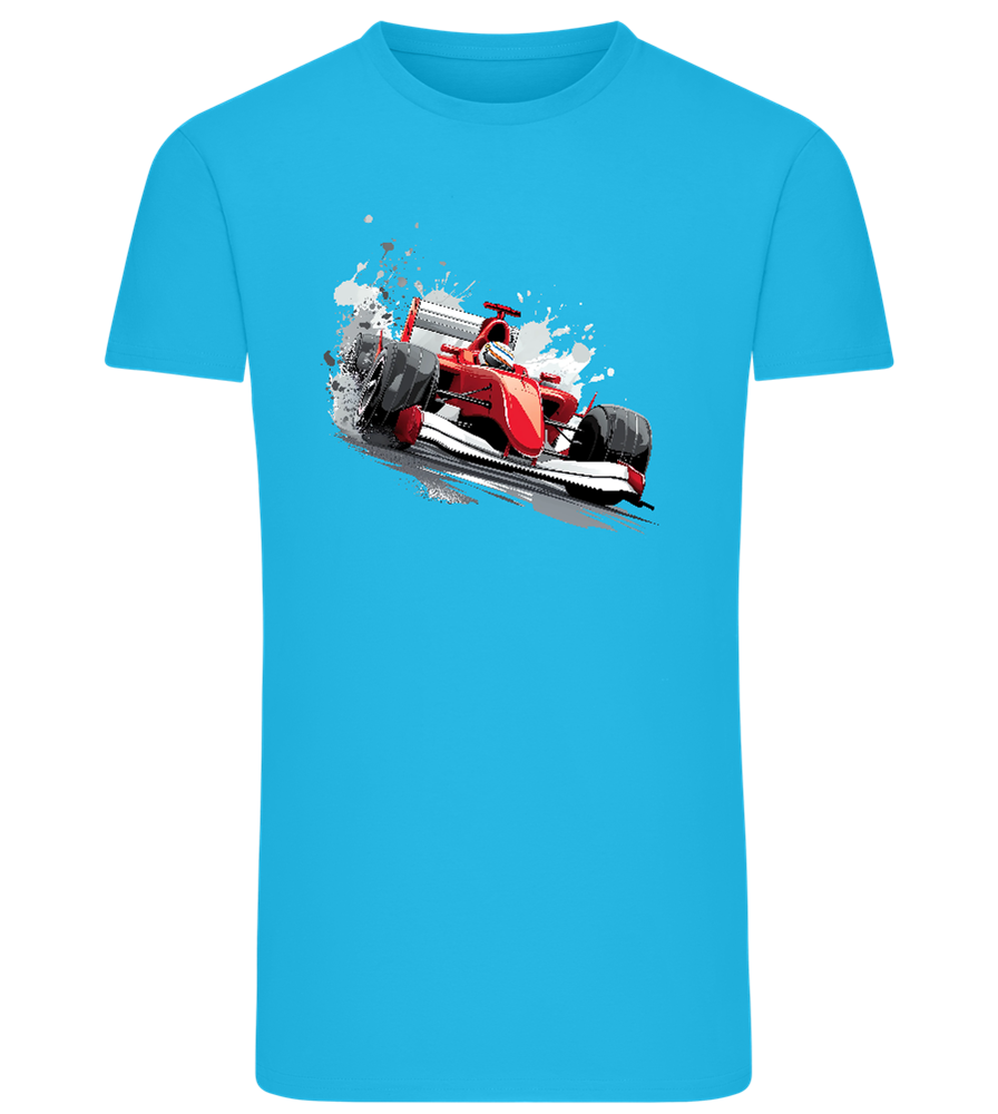 Red F1 Design - Comfort men's fitted t-shirt_TURQUOISE_front