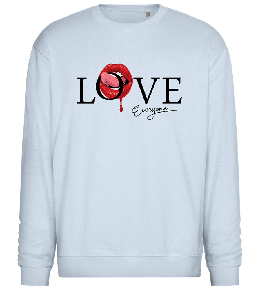 Love Everyone Lips Design - Comfort Essential Unisex Sweater_CREAMY BLUE_front