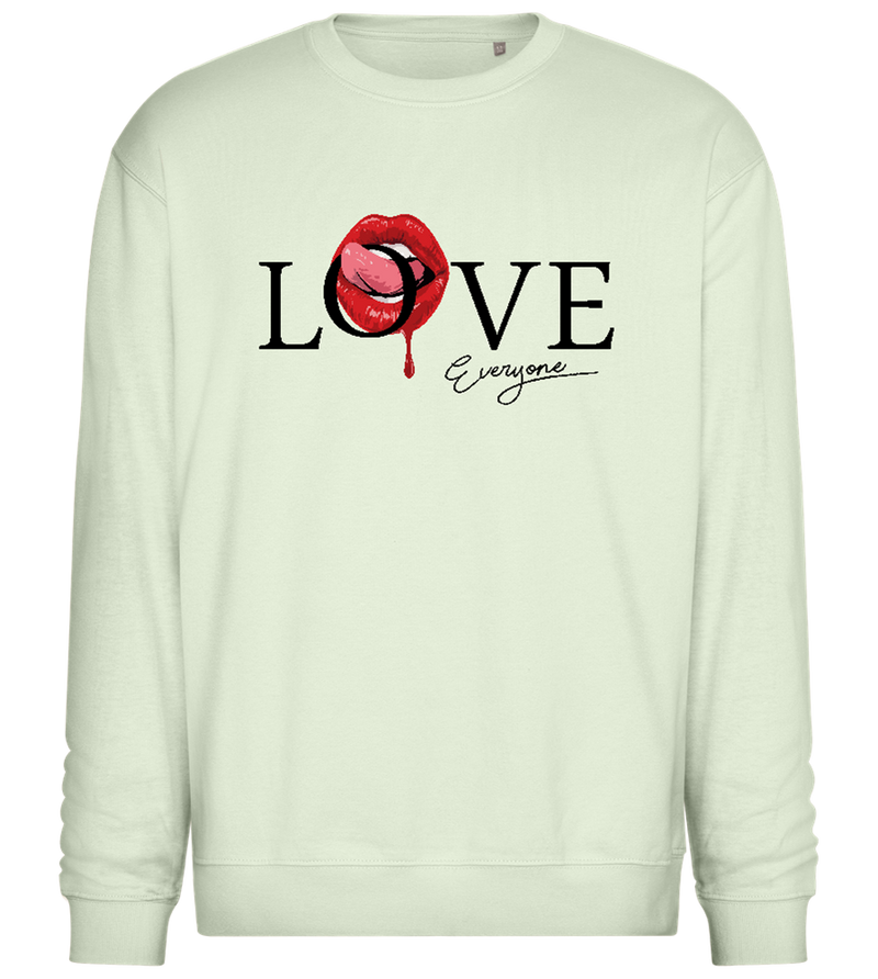 Love Everyone Lips Design - Comfort Essential Unisex Sweater_CREAMY GREEN_front