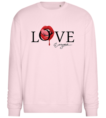 Love Everyone Lips Design - Comfort Essential Unisex Sweater_LIGHT PEACH ROSE_front