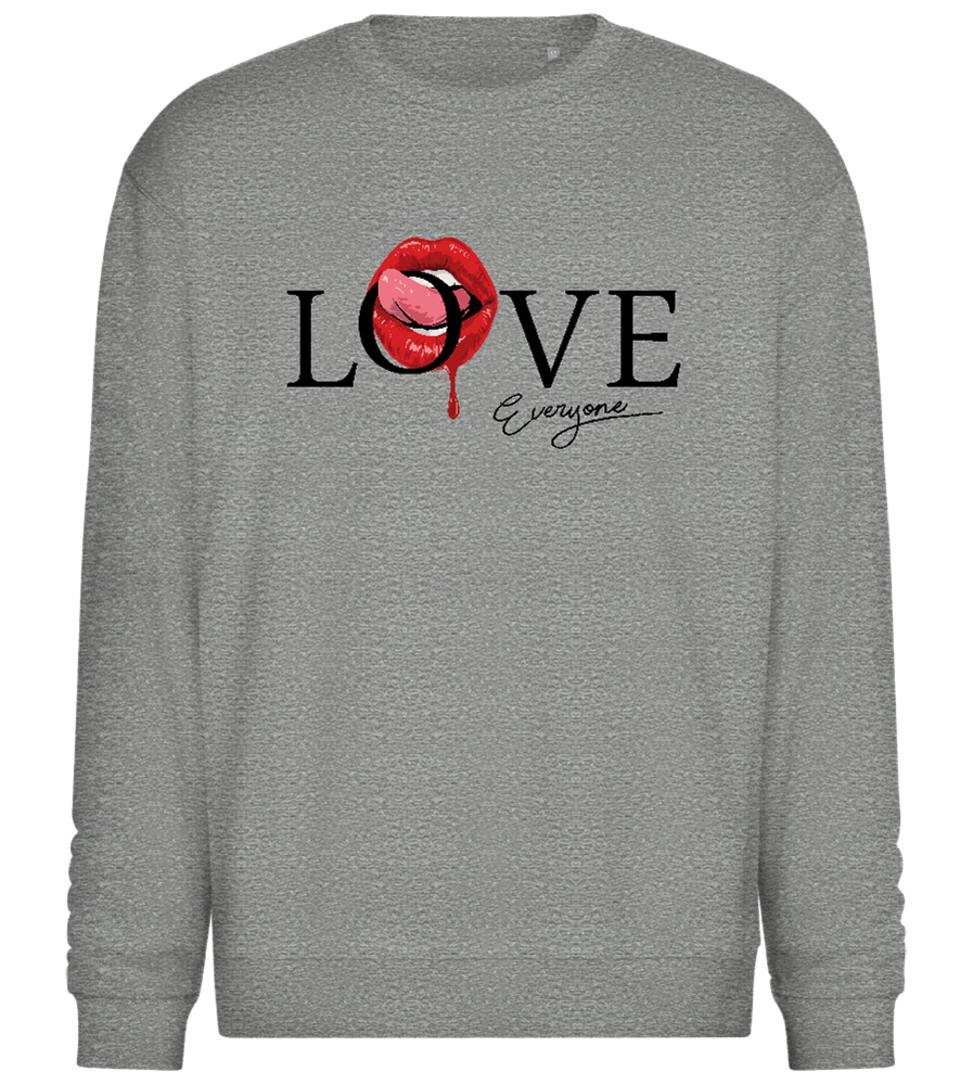 Love Everyone Lips Design - Comfort Essential Unisex Sweater_ORION GREY II_front