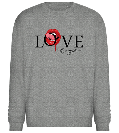 Love Everyone Lips Design - Comfort Essential Unisex Sweater_ORION GREY II_front