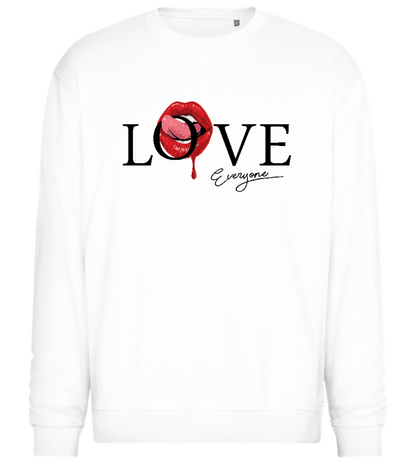 Love Everyone Lips Design - Comfort Essential Unisex Sweater_WHITE_front