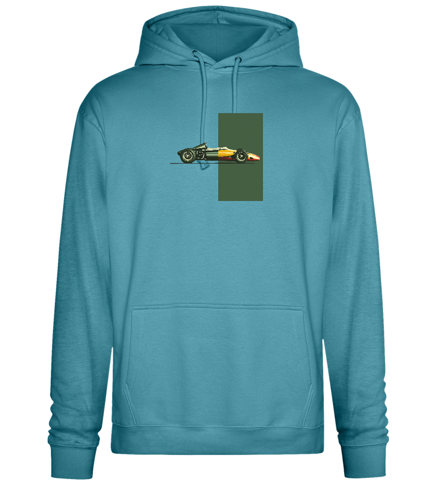 Retro F1 Design - Premium Essential Unisex Hoodie_POOL BLUE_front