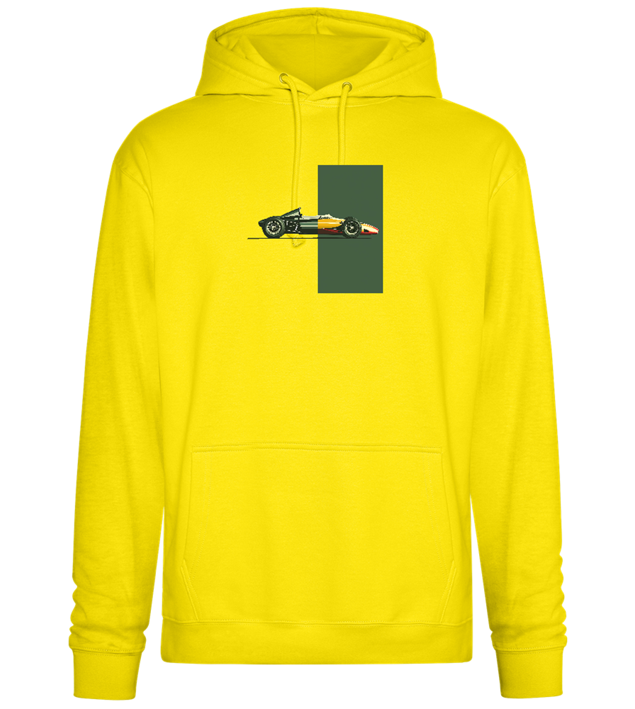 Retro F1 Design - Premium Essential Unisex Hoodie_YELLOW_front