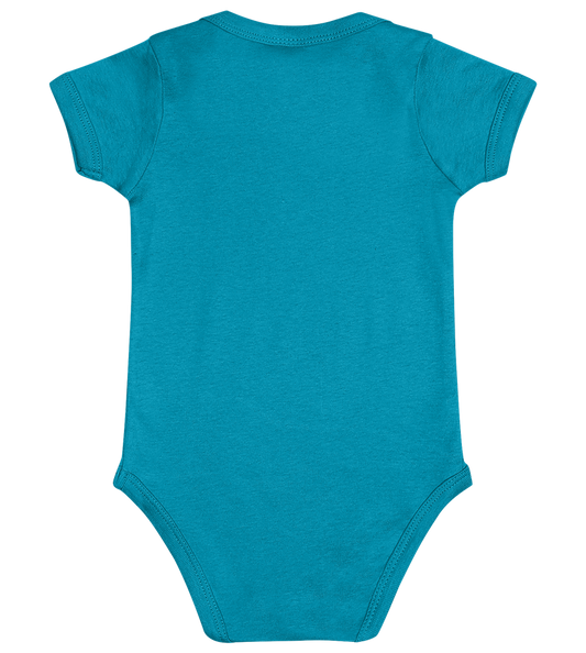 Dino Christmas Tree Design - Baby bodysuit_TURQUOISE_back