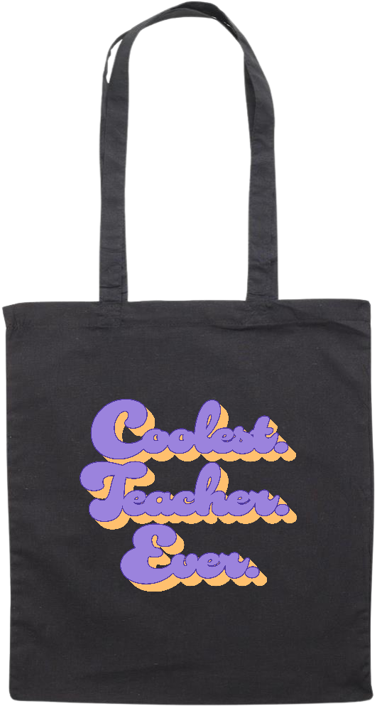 Coolest Teacher Ever Text Design - Premium colored cotton tote bag_BLACK_front