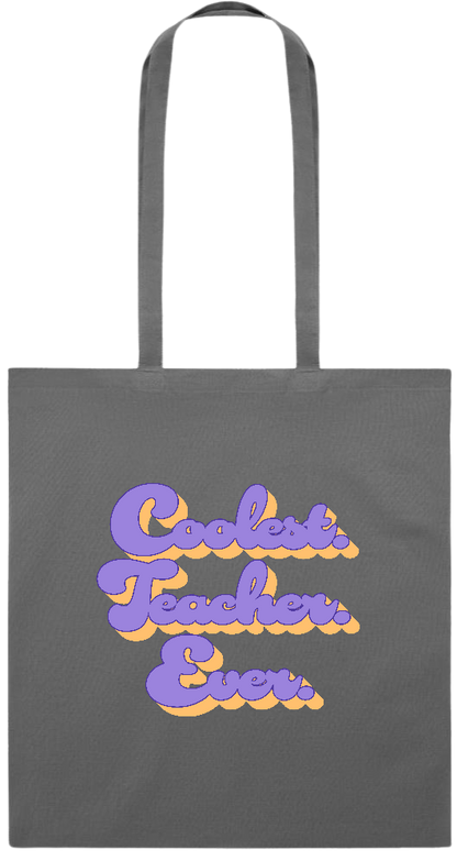 Coolest Teacher Ever Text Design - Premium colored cotton tote bag_STONE GREY_front