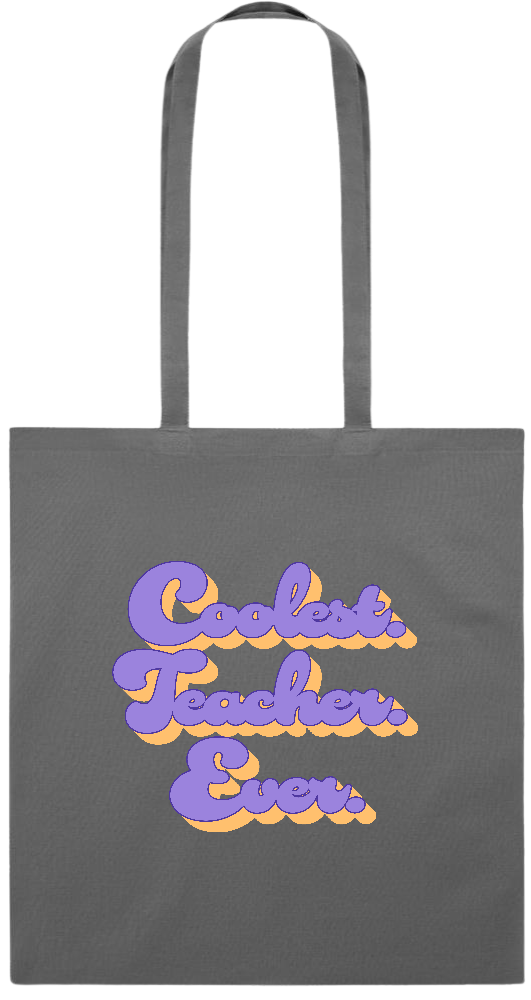 Coolest Teacher Ever Text Design - Premium colored cotton tote bag_STONE GREY_front