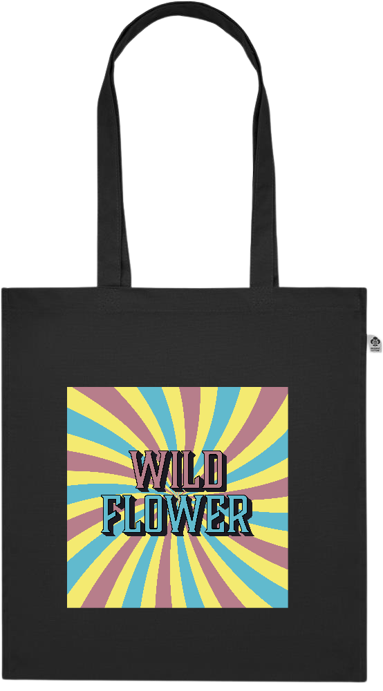 Wild Flower Design - Premium colored organic cotton tote bag_BLACK_front