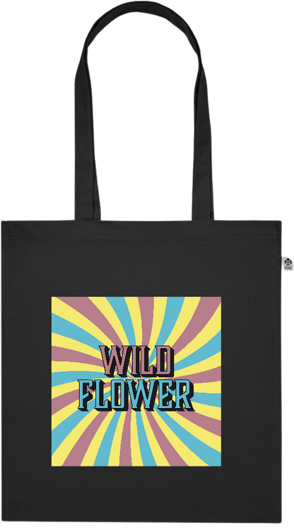 Wild Flower Design - Premium colored organic cotton tote bag_BLACK_front