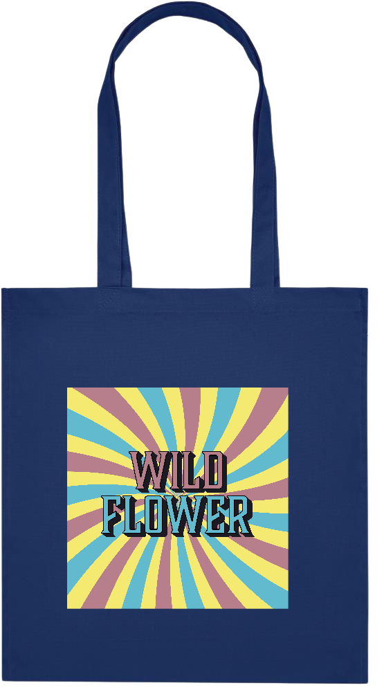 Wild Flower Design - Premium colored organic cotton tote bag_BLUE_front