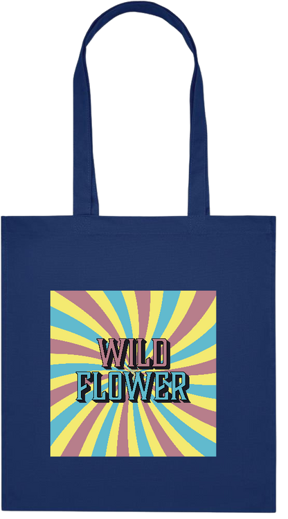 Wild Flower Design - Premium colored organic cotton tote bag_BLUE_front