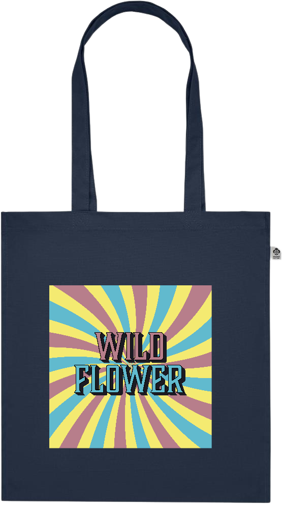 Wild Flower Design - Premium colored organic cotton tote bag_FRENCH NAVY_front