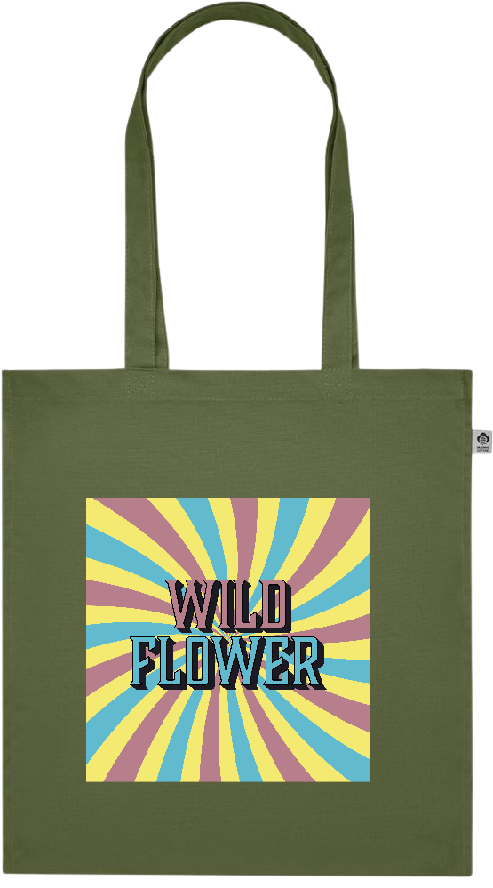 Wild Flower Design - Premium colored organic cotton tote bag_GREEN_front