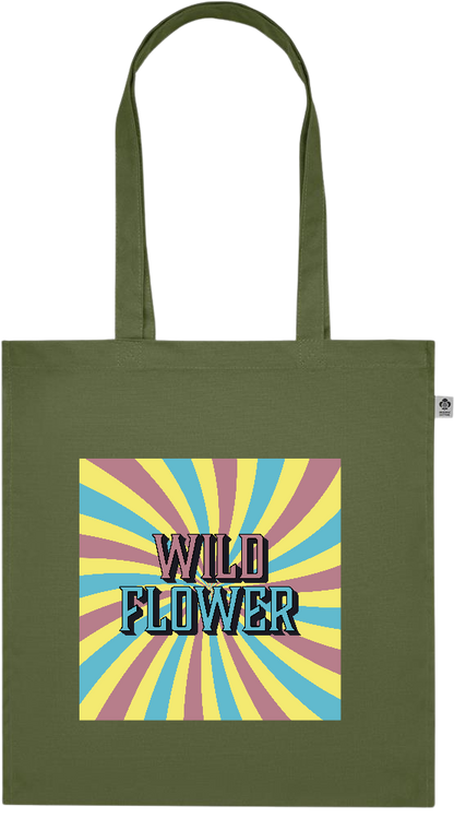 Wild Flower Design - Premium colored organic cotton tote bag_GREEN_front