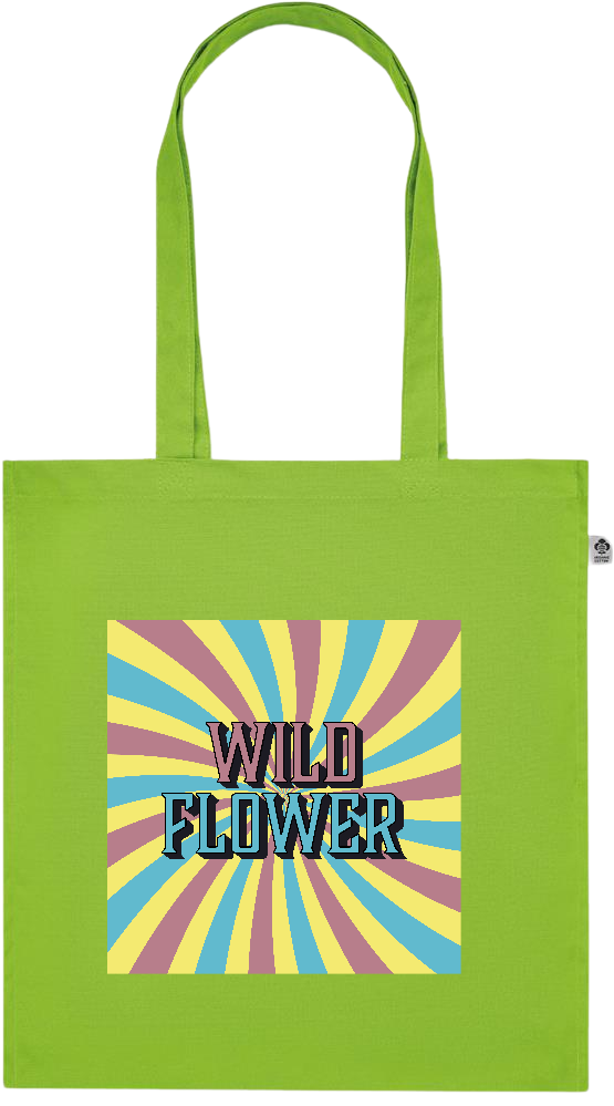 Wild Flower Design - Premium colored organic cotton tote bag_LIME_front