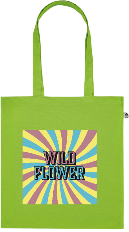 Wild Flower Design - Premium colored organic cotton tote bag_LIME_front