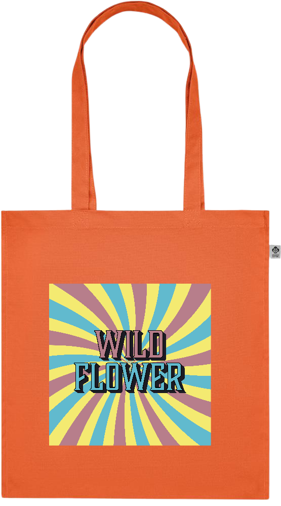 Wild Flower Design - Premium colored organic cotton tote bag_ORANGE_front