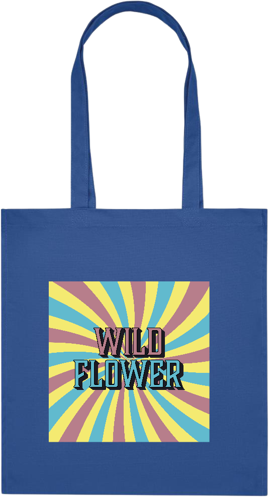 Wild Flower Design - Premium colored organic cotton tote bag_ROYAL BLUE_front