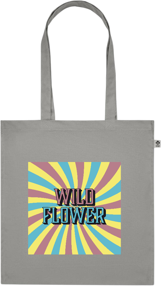 Wild Flower Design - Premium colored organic cotton tote bag_STONE GREY_front