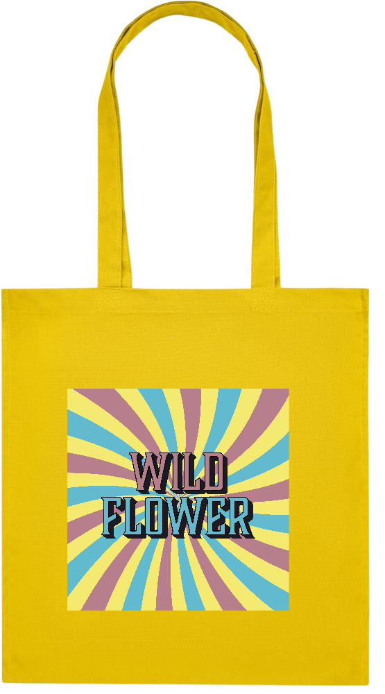 Wild Flower Design - Premium colored organic cotton tote bag_YELLOW_front