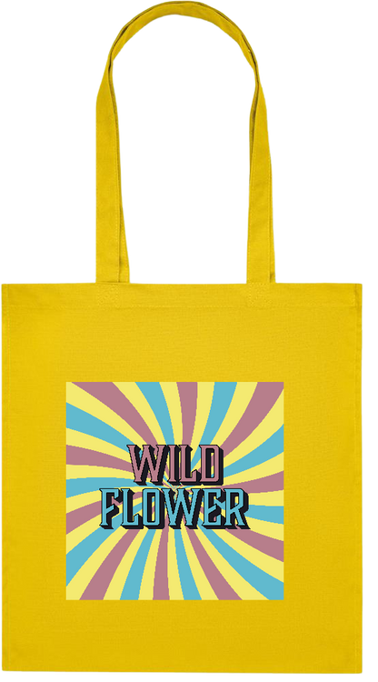 Wild Flower Design - Premium colored organic cotton tote bag_YELLOW_front